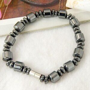 Non-Magnetic Hematite Healing Stone Beads Bracelet with Magnetic Clasp